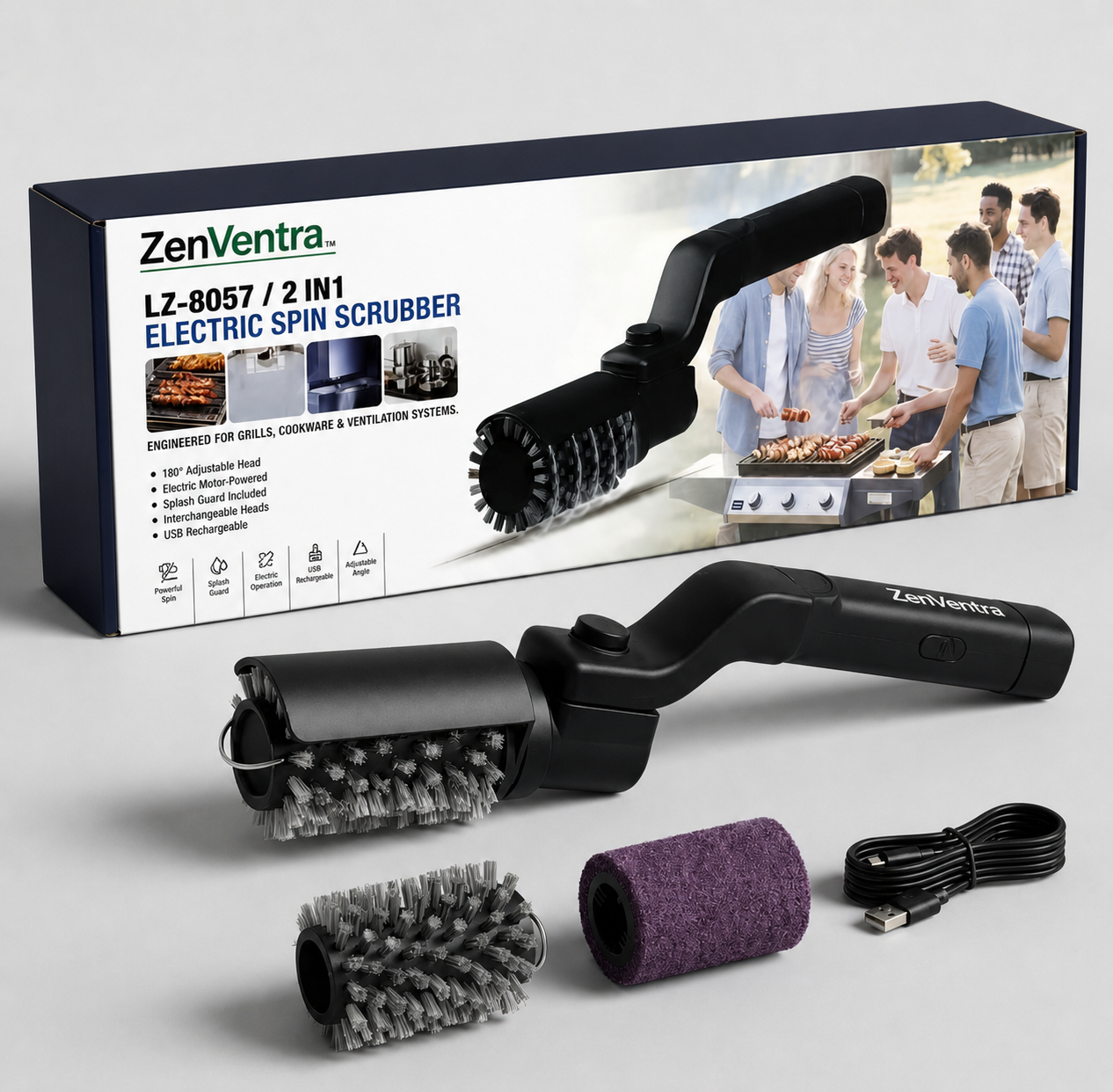 ZenVentra Living™ PowerScrub Grill Brush