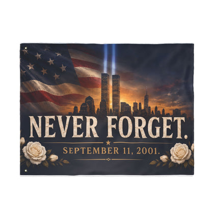 Never Forget 9/11 Memorial Flag — Double-Sided Tribute Banner