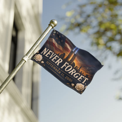 Never Forget 9/11 Memorial Flag — Double-Sided Tribute Banner