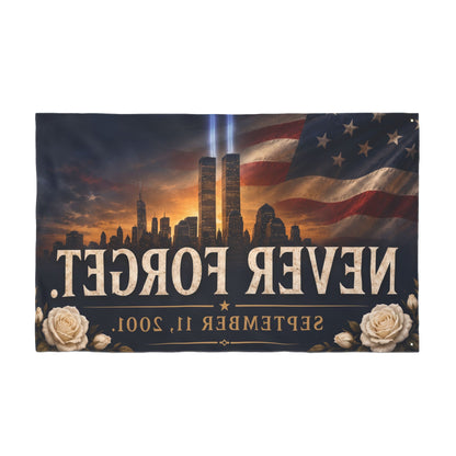 Never Forget 9/11 Memorial Flag — Double-Sided Tribute Banner