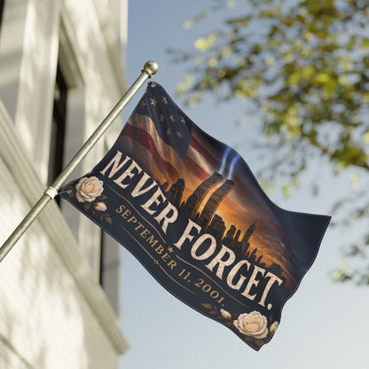 Never Forget 9/11 Memorial Flag — Double-Sided Tribute Banner