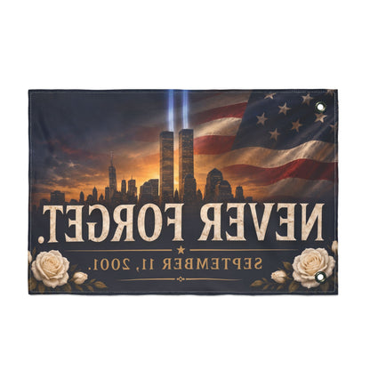 Never Forget 9/11 Memorial Flag — Double-Sided Tribute Banner