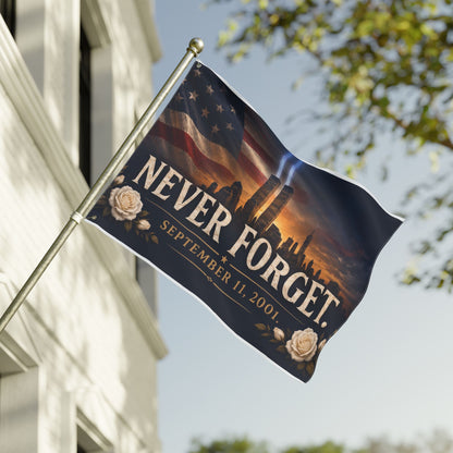 Never Forget 9/11 Memorial Flag — Double-Sided Tribute Banner