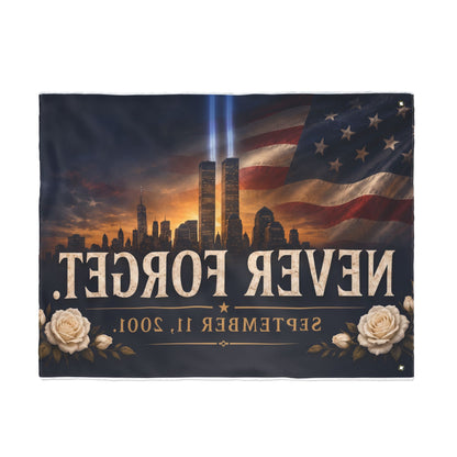 Never Forget 9/11 Memorial Flag — Double-Sided Tribute Banner