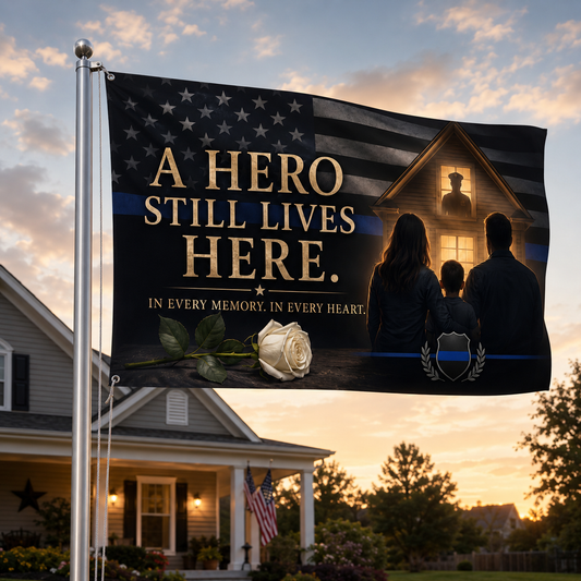ZenVentra™ Memorial Garden Flag — "A Hero Still Lives Here" Double-Sided Tribute